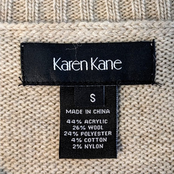 Karen Kane Southwest Neutral Colors Wool Cotton Blend Sweater Size Small - Picture 5 of 6